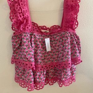 Pink ruffle top